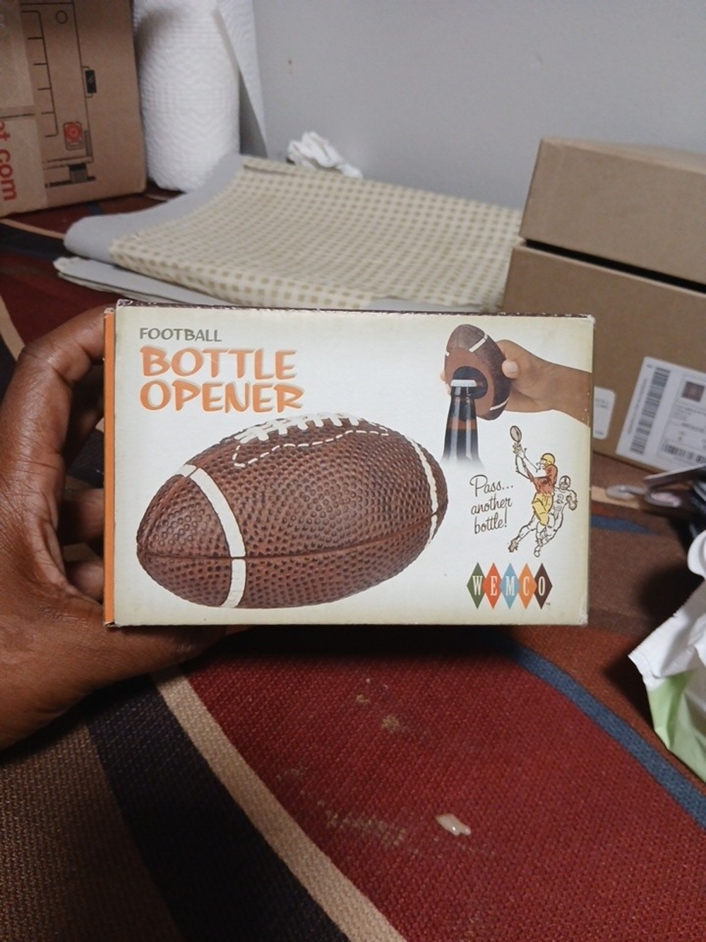 Wembley Football Bottle Opener in Brown and White